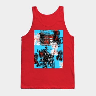 Digital Aqua Block Print Tank Top